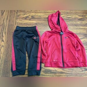 Nike boys dry fit red and black matching outfit sweatsuit tracksuit 24 months